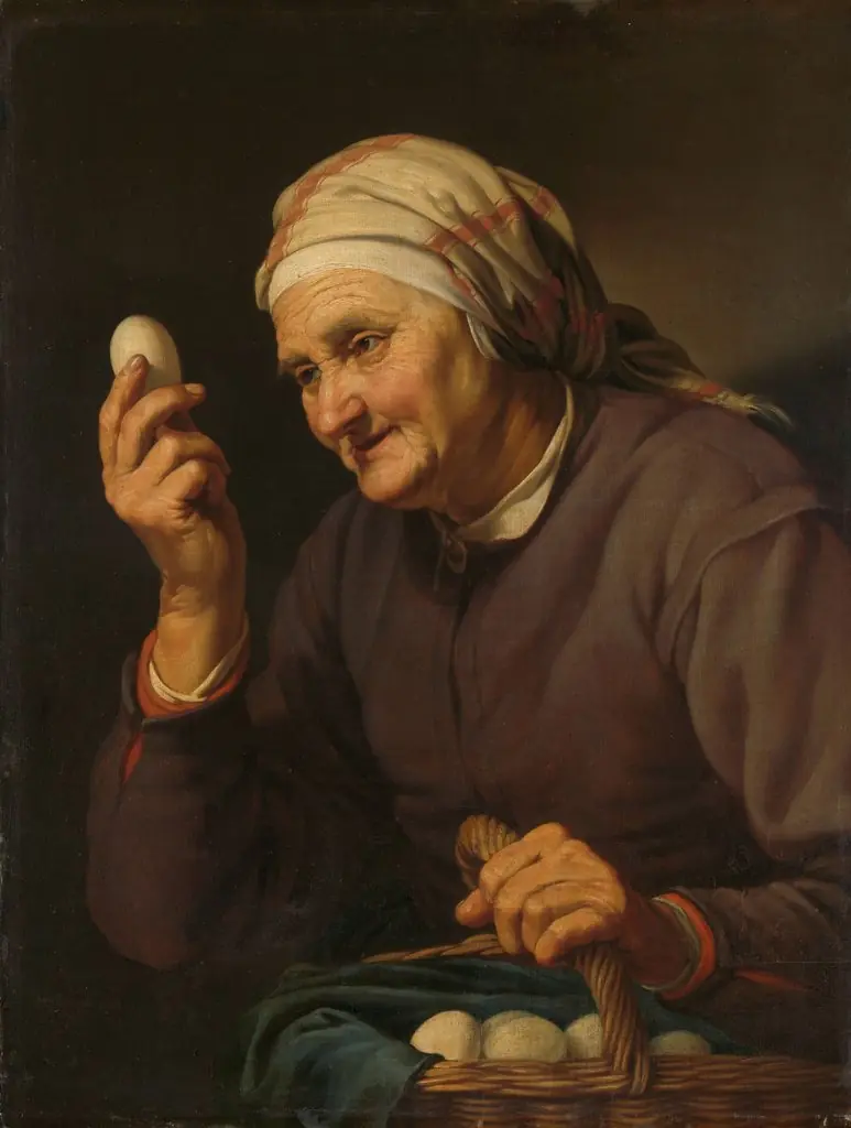 Old Woman Selling Eggs, by Hendrick Bloemaert, oil, 1632