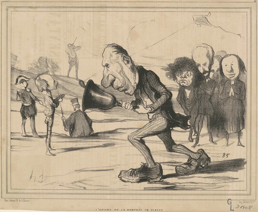 L'heure de la rentrée en classe, by Honoré Daumier, ink, 1849