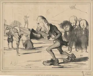 L'heure de la rentrée en classe, by Honoré Daumier, ink, 1849