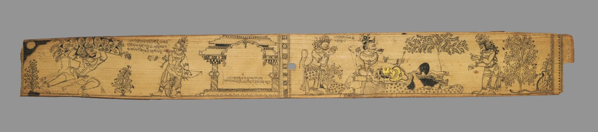 The Monkeys and Bears Fight Ravana and His Demons (verso), from a Romance of Chandrabhanu and Lavanyavati of Upendra Bhanja (Indian, died 1740), detail