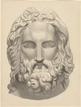Antique Bearded Head, by John Flaxman, ink, 1790
