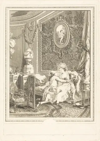 L'heureux moment, by Nicolas Delaunay, ink, 1777