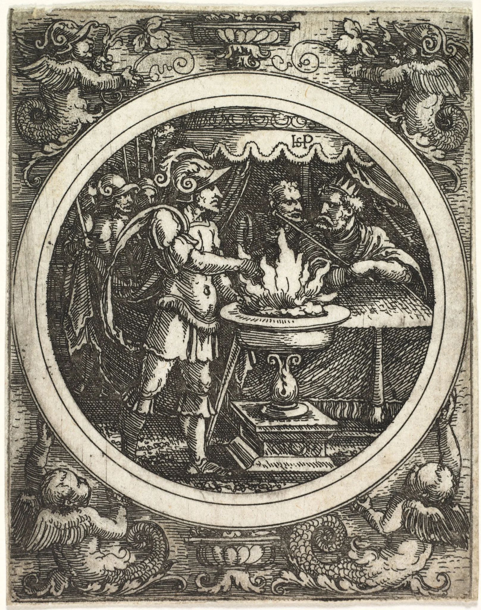Mucius Scaevola Holding His Hand in the Fire, detail