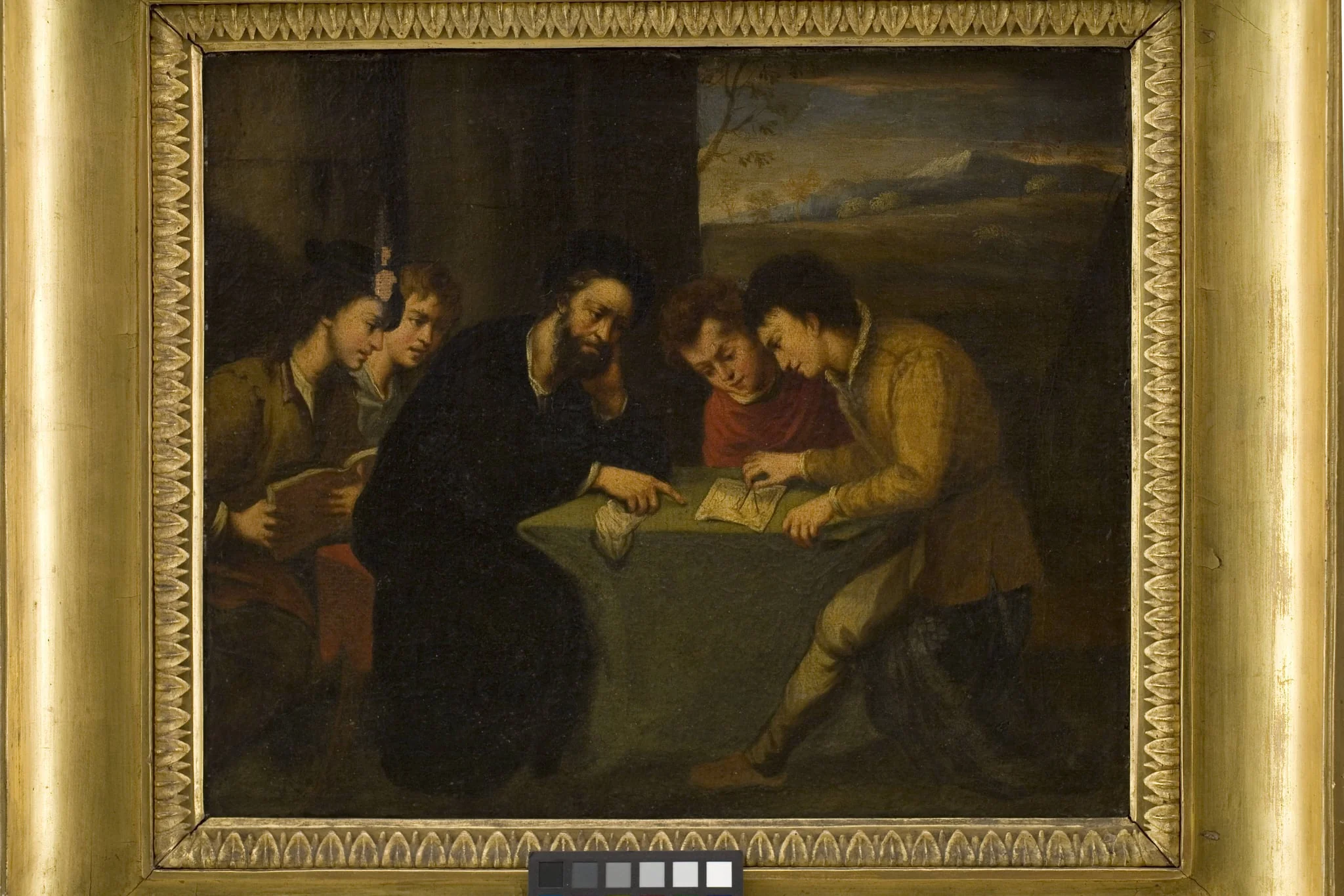 School Teaching, a Teacher with Four Pupils, detail