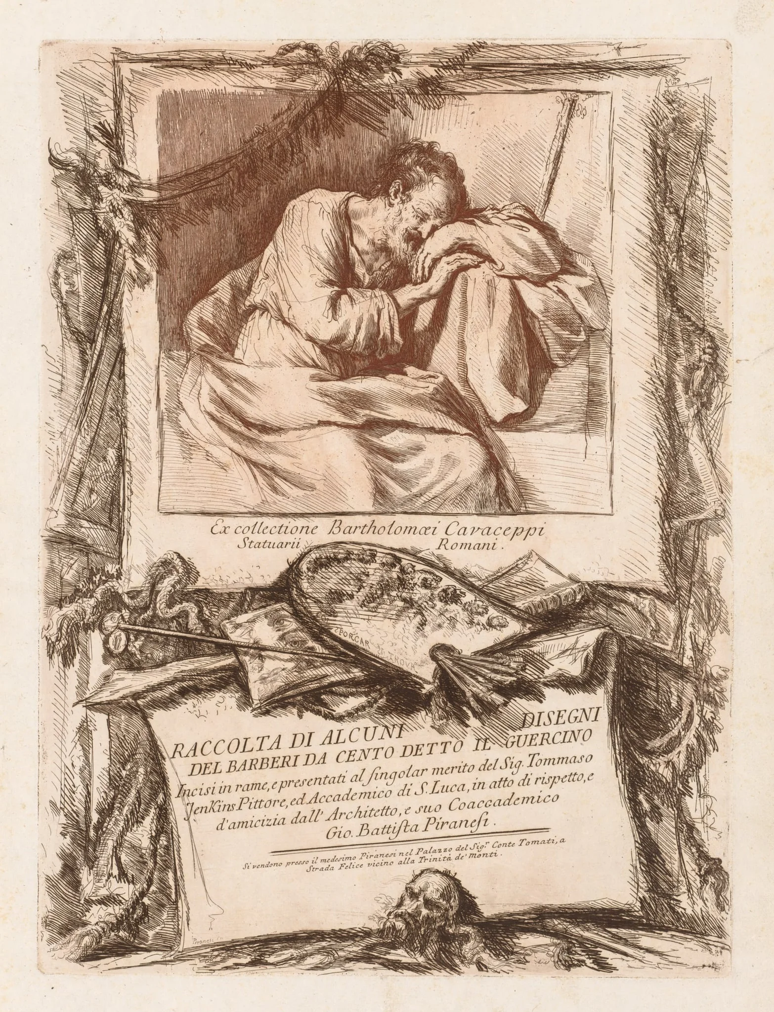Title Page of Raccolta di alcuni disegni del Barberi da Cento detto il Guercino, detail