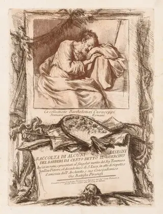Title Page of Raccolta di alcuni disegni del Barberi da Cento detto il Guercino, by Giovanni Battista Piranesi, 1764