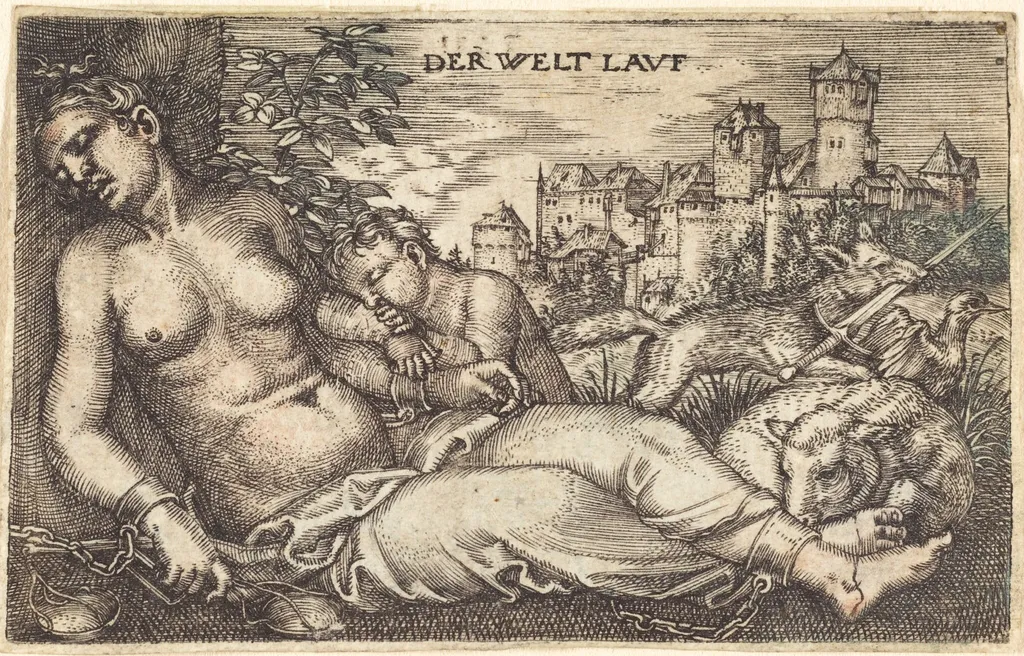 Der Welt Lauf (Sleeping Justice), by Barthel Beham, ink, 1525