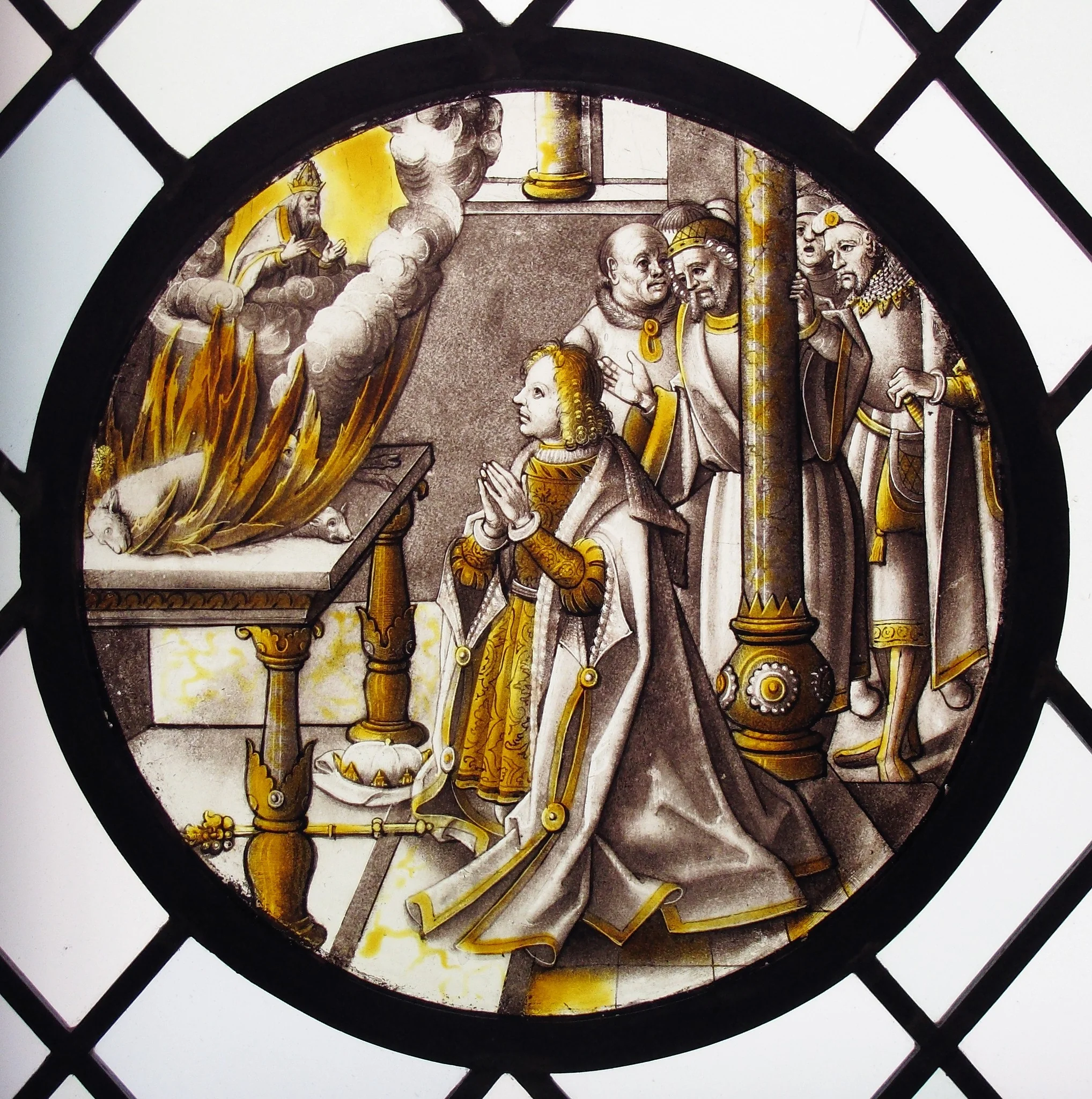 Roundel with Sacrifice in the Temple, detail
