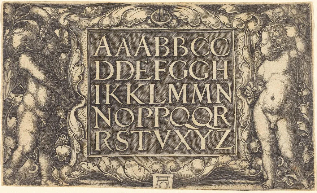 Alphabet, by Heinrich Aldegrever, ink, 1525