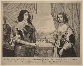 King Louis XIII of France and Anne of Austria, by Cornelis van Dalen I, ink, 1629