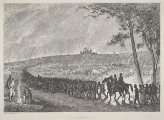 Going Into Camp at Night, by Edwin Forbes, ink, 1876