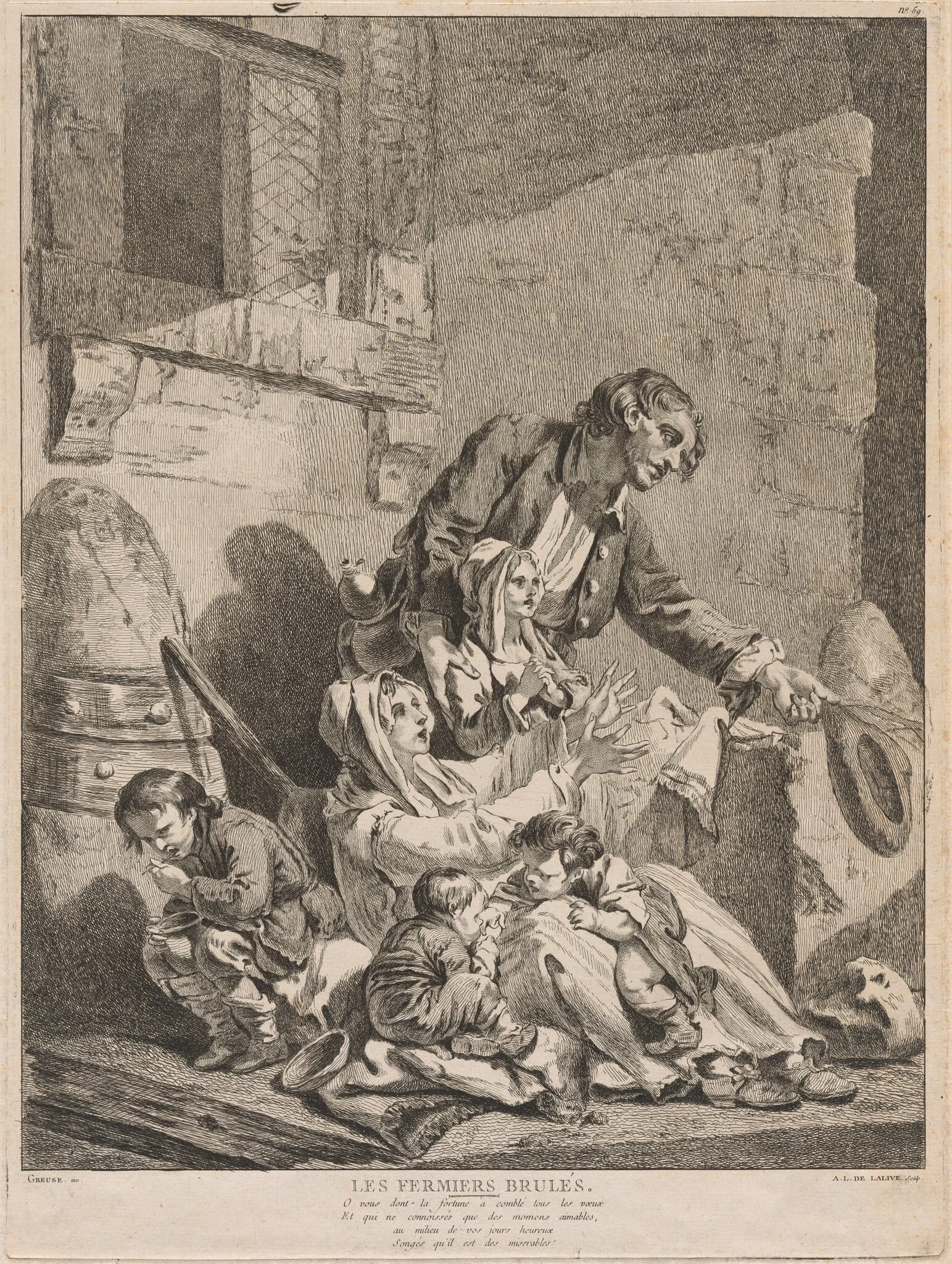 Les Fermiers brulés (A Burnt-Out Farmer, Begging with his Family), detail