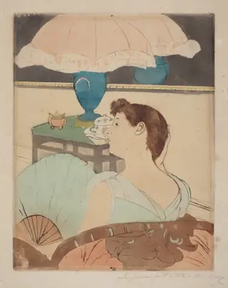 The Lamp, by Mary Cassatt, ink, 1890