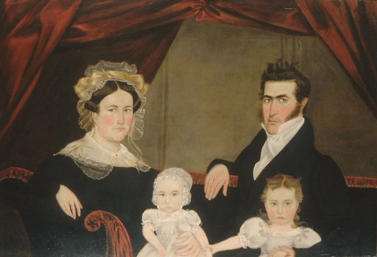 Family Group of Four on Sofa, detail