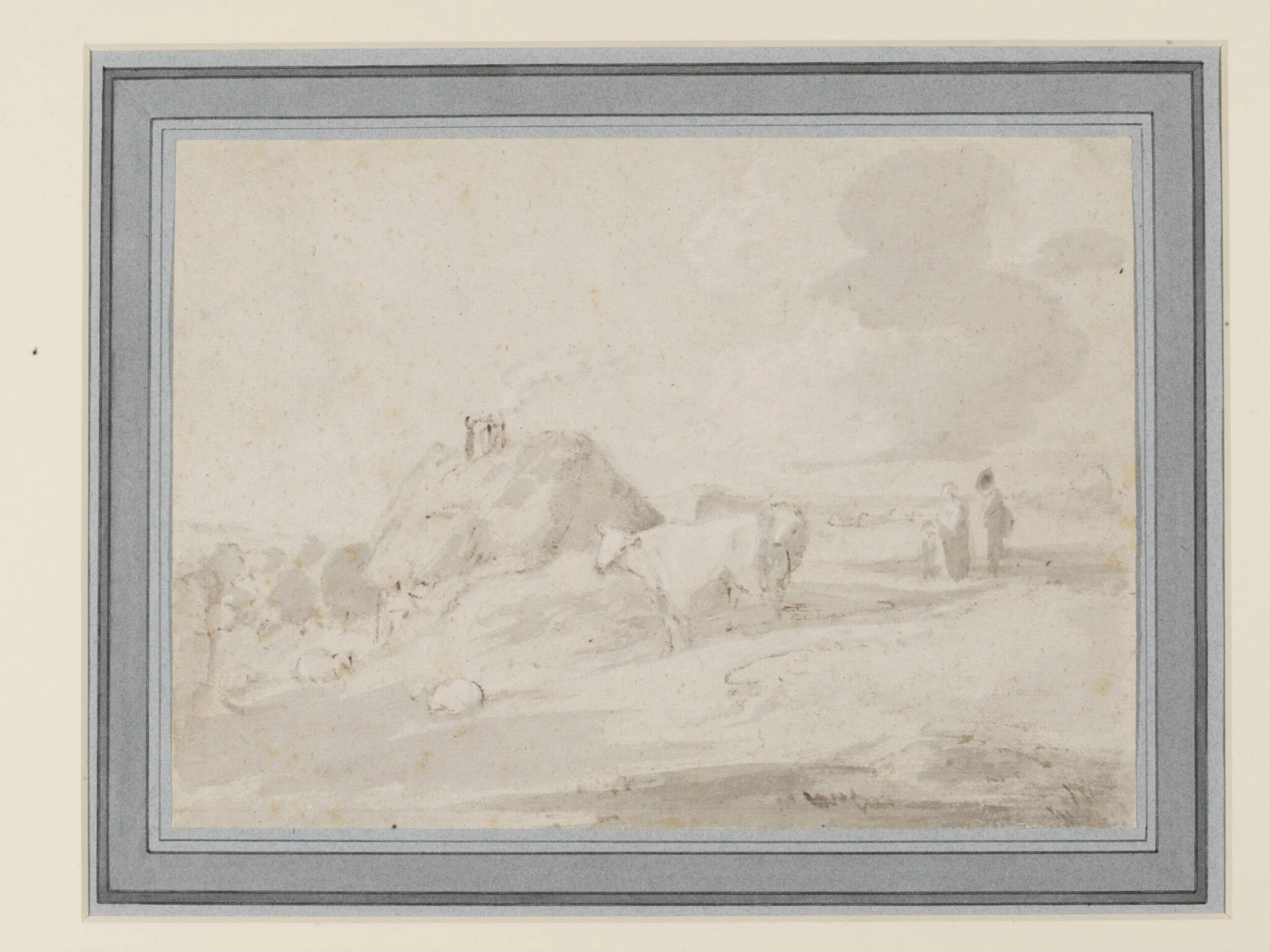 Open Landscape with Cottage, Figures and Animals, detail