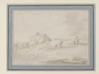 Open Landscape with Cottage, Figures and Animals, by Thomas Gainsborough, 1786