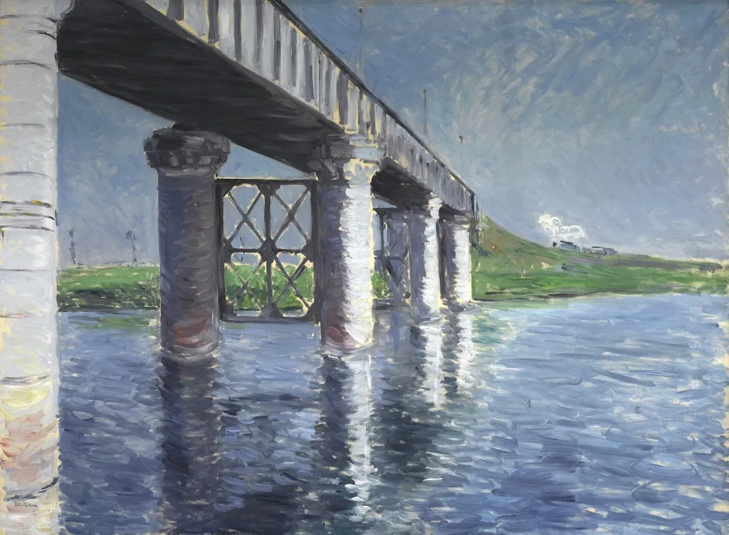 The Seine and the Railroad Bridge at Argenteuil, by Gustave Caillebotte, oil, 1893