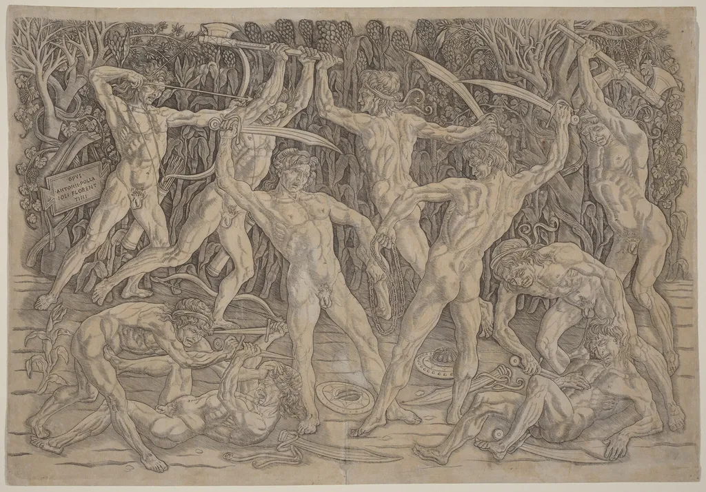 Battle of the Nudes, by Antonio del Pollaiuolo, ink, 1472
