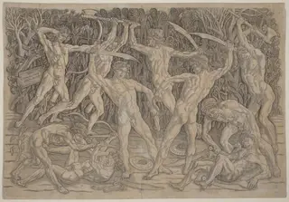Battle of the Nudes, by Antonio del Pollaiuolo, ink, 1472