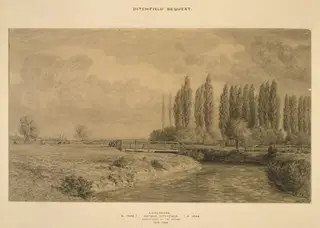 Landscape with bridge over a river, by Arthur Ditchfield, 1876