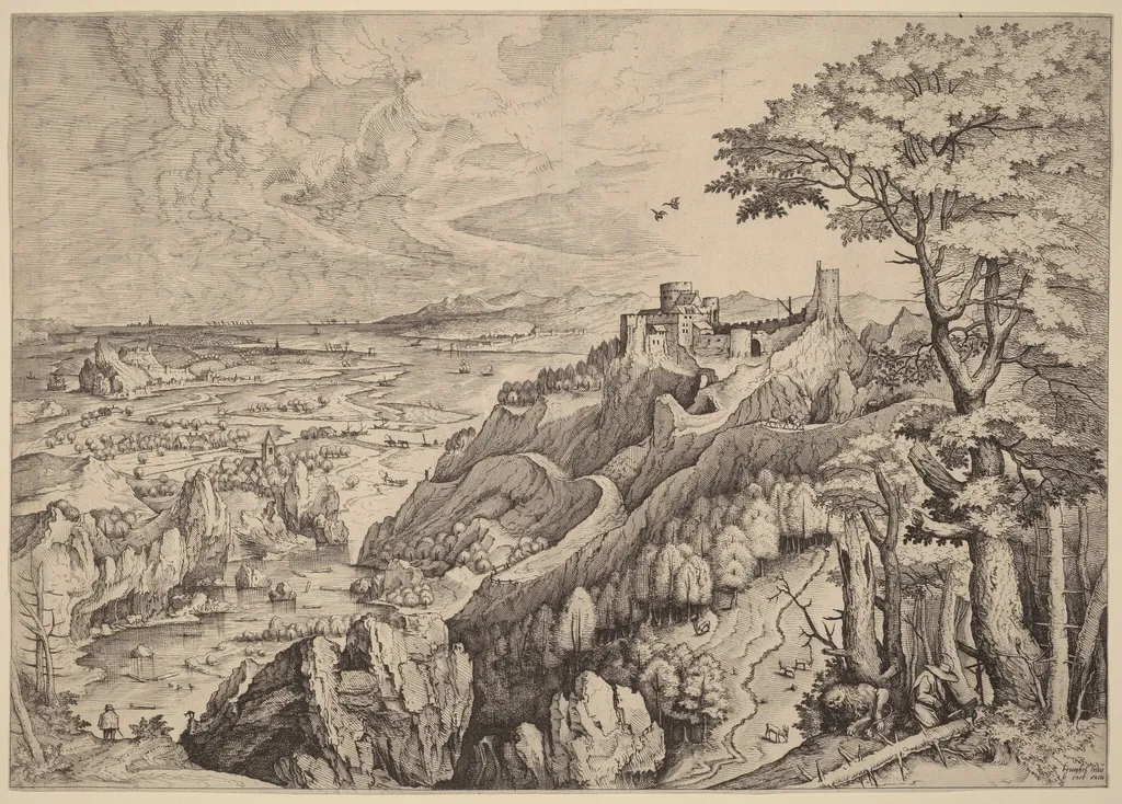 S. Hieronymus in Deserto (Saint Jerome in the Desert), by Lucas van Doetechum, ink, 1556
