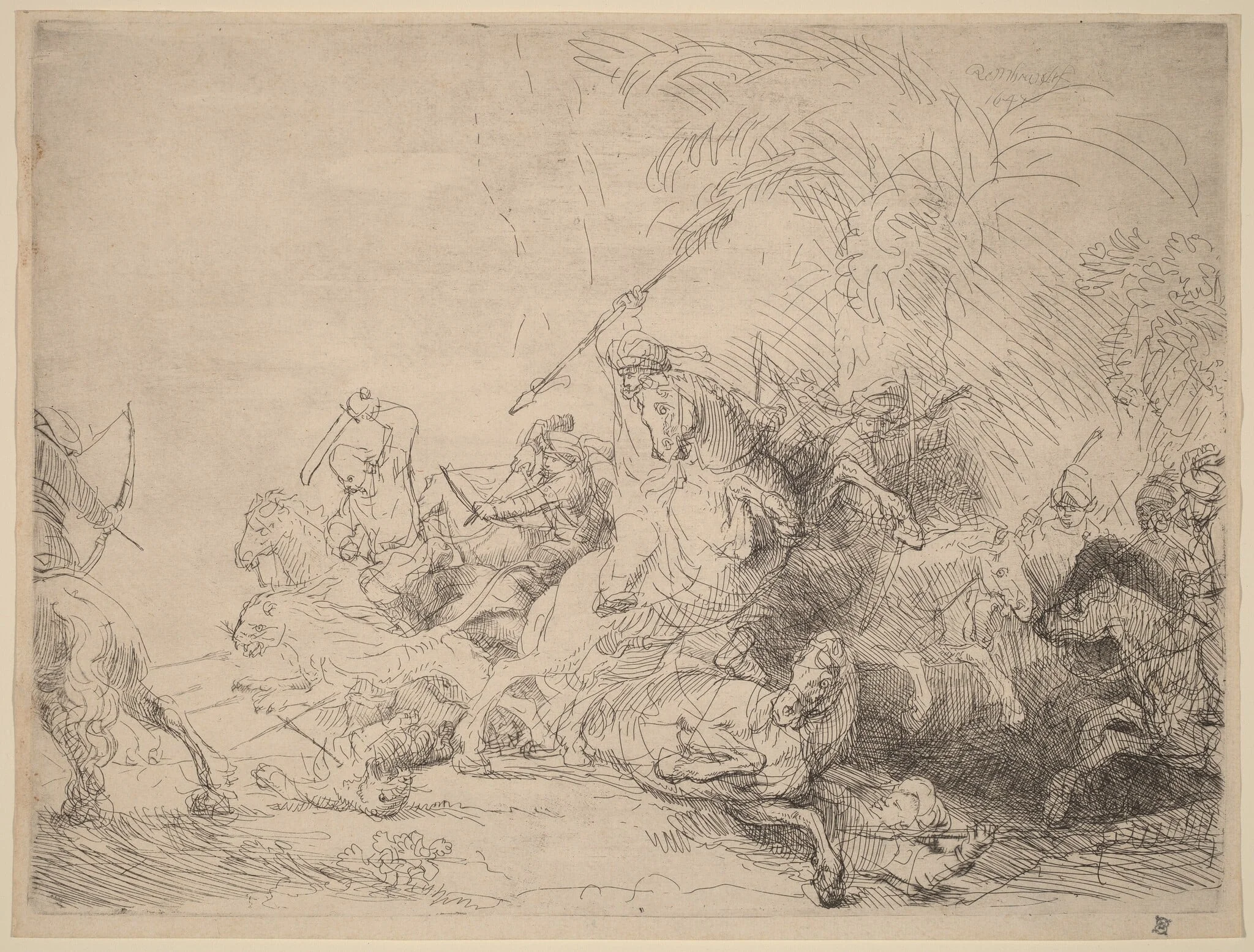 The Large Lion Hunt, detail