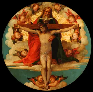 The Holy Trinity (Seat of mercy), by Francesco Granacci, paint, 1516