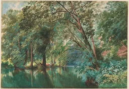 Trees over the River Frome at Stapleton, by James Jackson Curnock, gouache, 1862