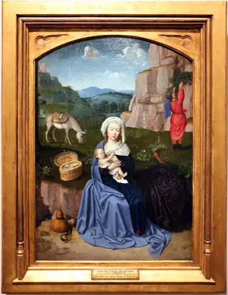Rest on the Flight into Egypt, by Gerard David, oil, 1501