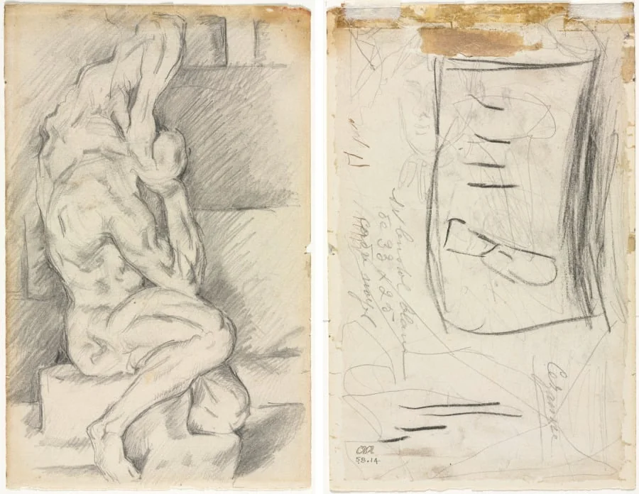 Sketch of Anatomical Sculpture (recto) Sketch of Madame Cézanne (verso), detail