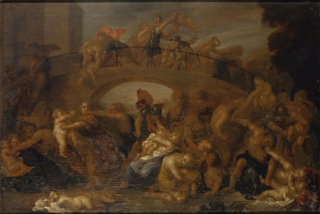 Massacre of the Innocents, by Vincent Adriaenssen, oil, 1650