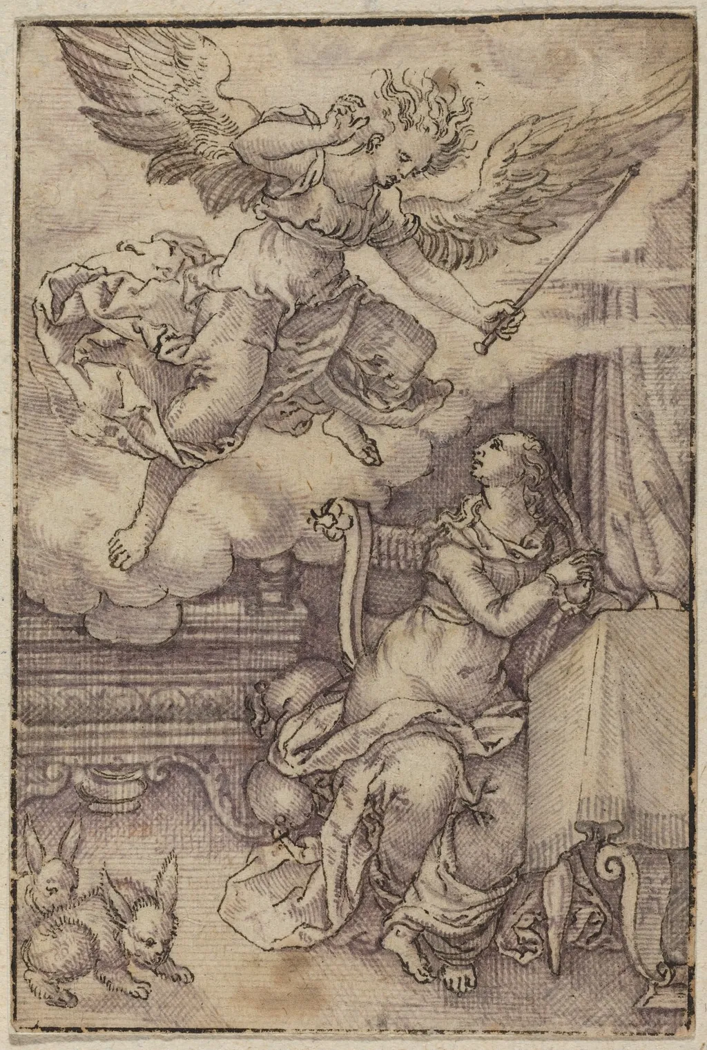 The Annunciation, by Virgil Solis, ink, 1538