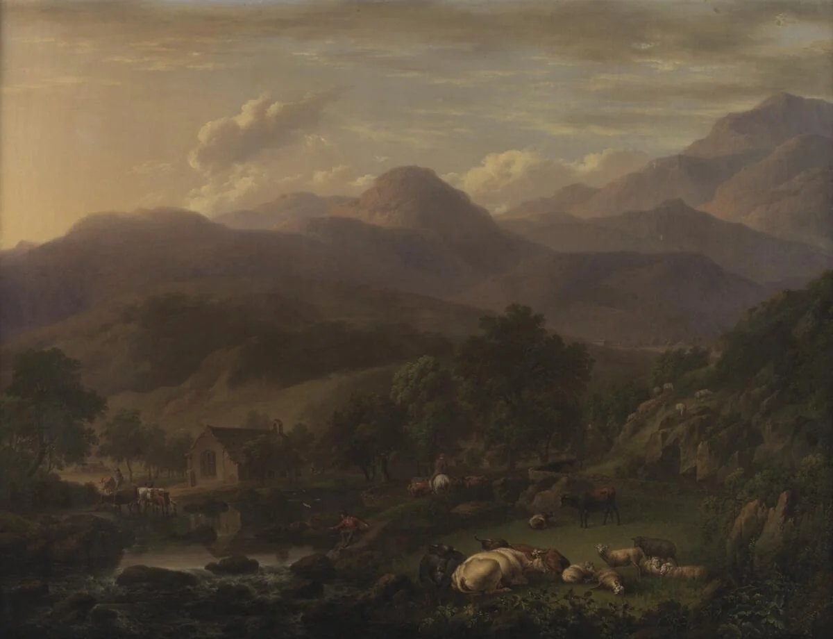 Welsh landscape with animals, detail