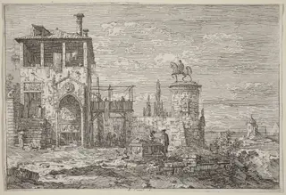 The Equestrian Monument, by Canaletto, ink, 1740