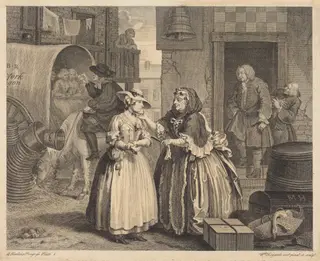 A Harlot's Progress: pl.1, by William Hogarth, ink, 1732