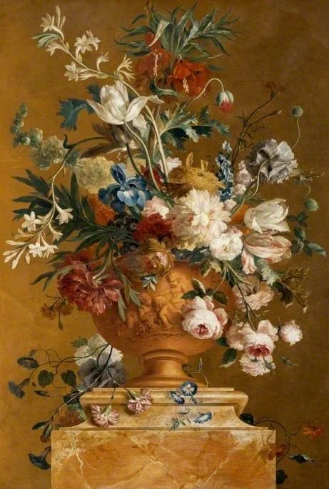 Still Life: Flowers in a Terracotta Urn, detail