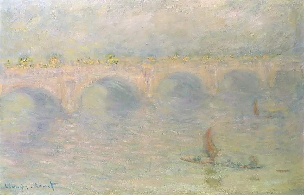 Waterloo Bridge, London, Sun Effect, by Claude Monet, oil, 1900