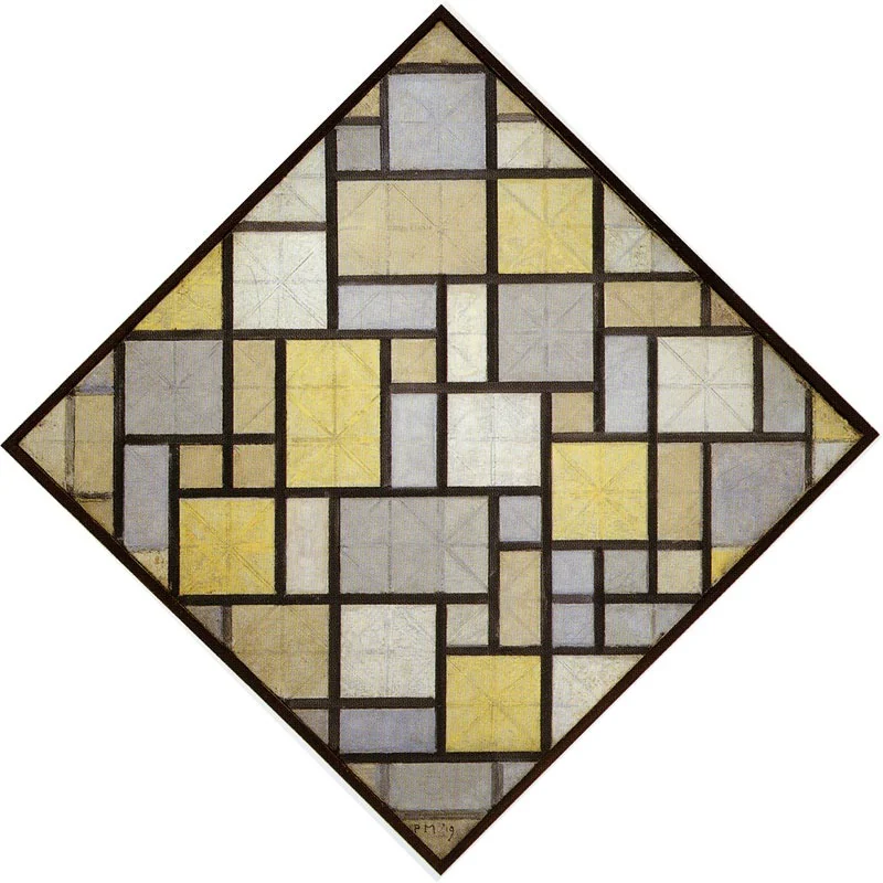 Composition: Light Color Planes with Grey Lines, detail