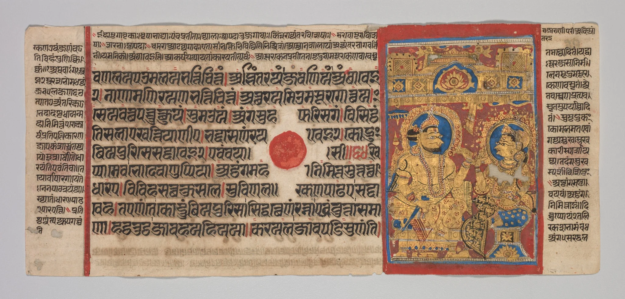 Kalpa-sutra Manuscript with 24 Miniatures: Siddhartha Hears the Recitation of Trisala's Dreams, detail