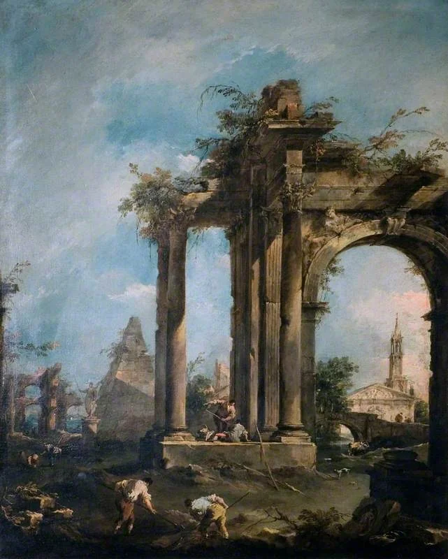 Capriccio with Ruins and Figures, detail