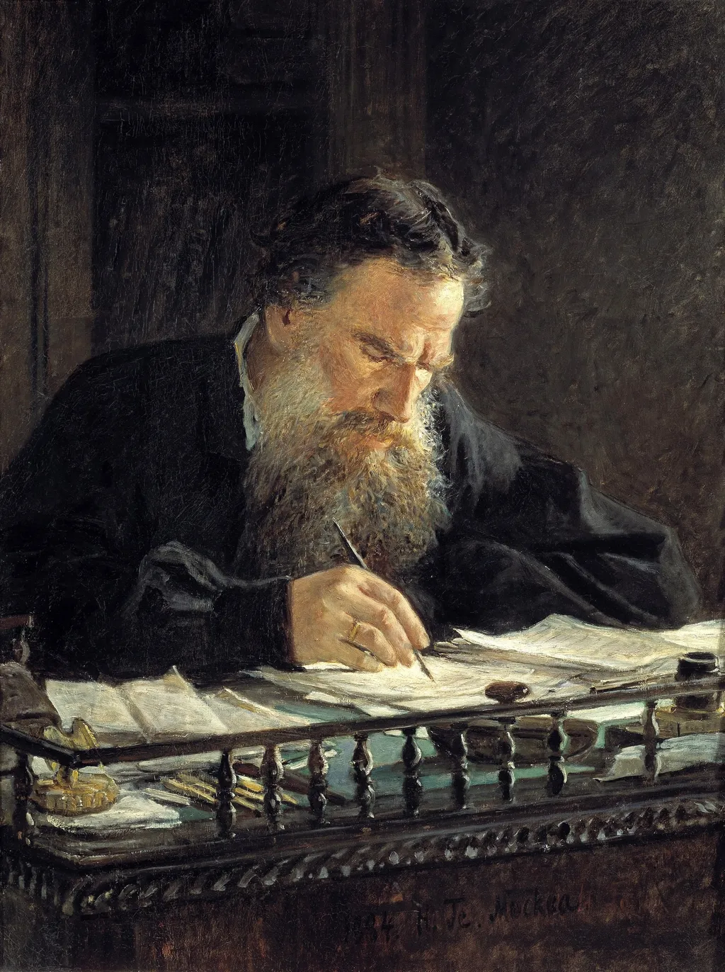 Porträt des Leo Tolstoy, by Nikolai Ge, unspecified, 1872