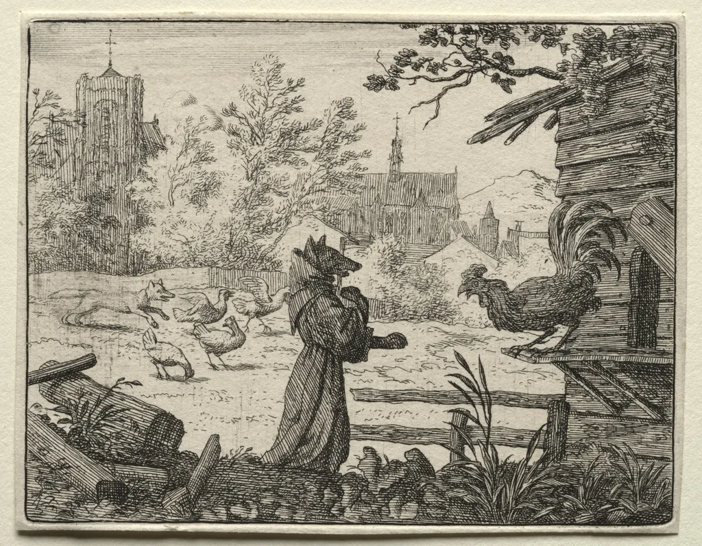 Reynard the Fox:  Reynard Disguised as a Monk, by Allart van Everdingen, 1662