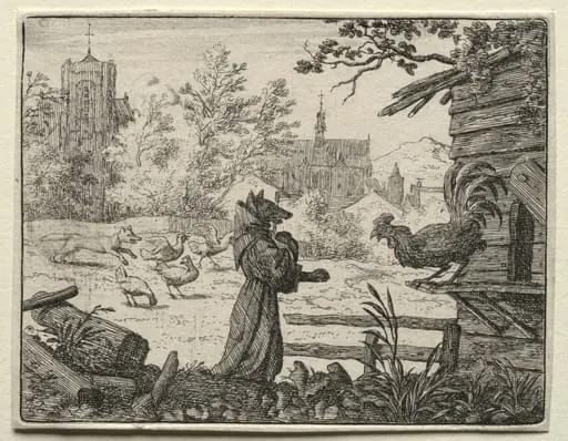 Reynard the Fox:  Reynard Disguised as a Monk, by Allart van Everdingen, 1662