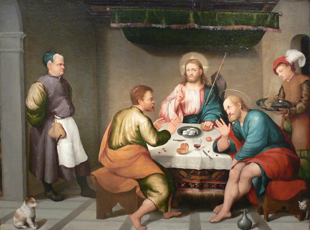 The Supper at Emmaus, by Jacopo Bassano, oil, 1538