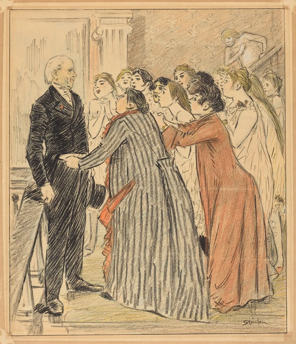 L'Aventure du Vieux Doyen (The Adventure of the Old Dean), by Théophile Alexandre Steinlen, ink, 1891