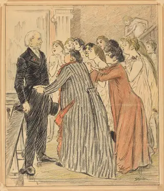 L'Aventure du Vieux Doyen (The Adventure of the Old Dean), by Théophile Alexandre Steinlen, ink, 1891