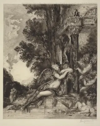 The Goddess Discord [La Discord], by Félix Bracquemond, ink, 1886