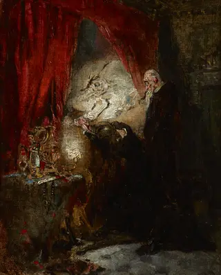 At the Deathbed, by Maurycy Gottlieb, oil