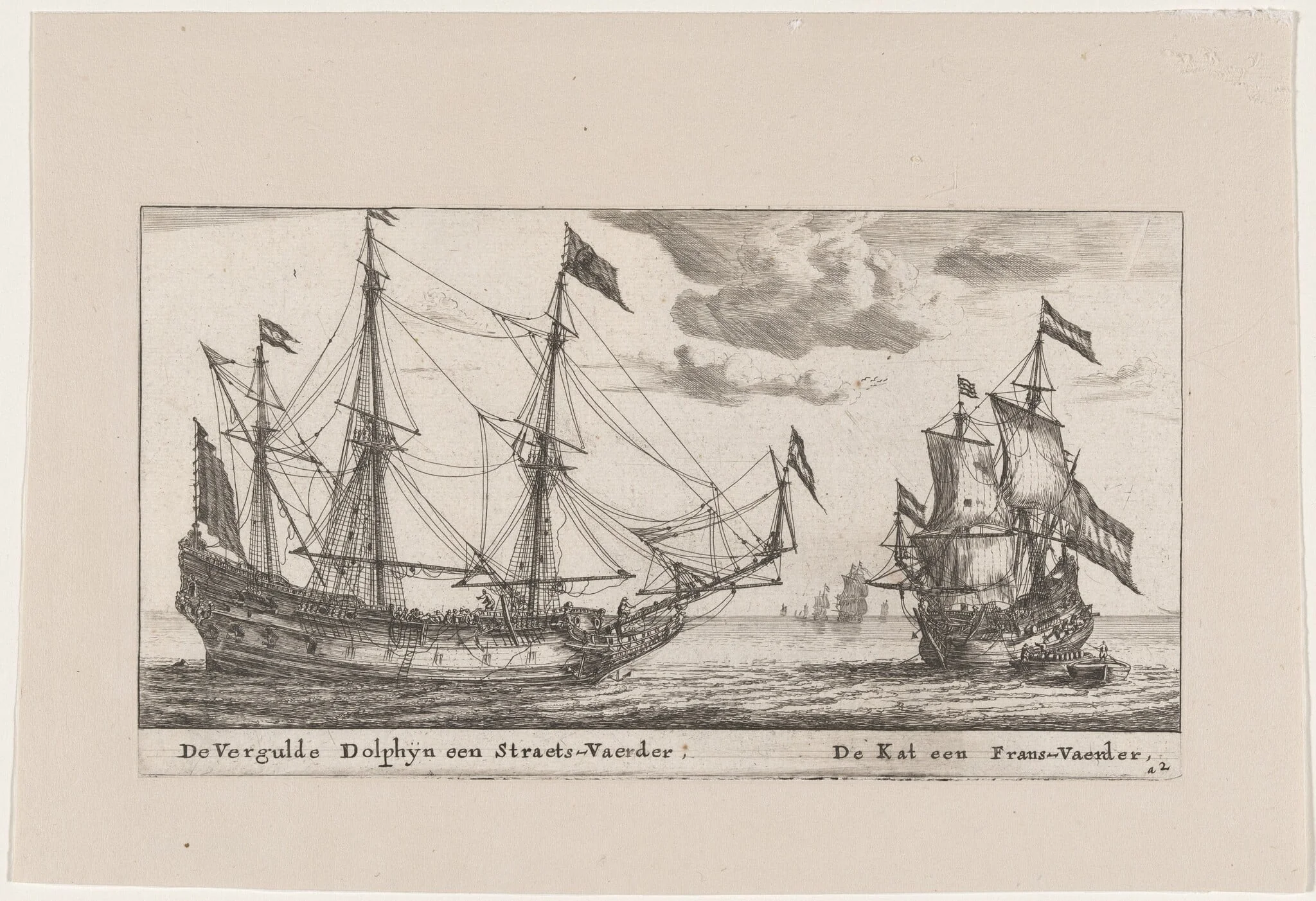 The "Vergulde Dolphyn," a Large Merchant Vessel, and the "Kat," a Flute, detail