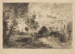 Milford Bridge, by John Constable, ink, 1826